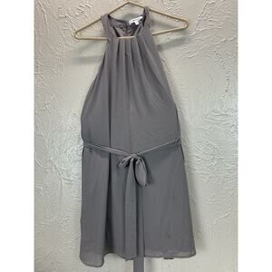 Norah Anthropologie Belted Halter Dress Gray‎ Lined Womens Size Medium